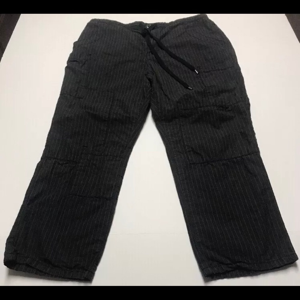 Free People Cargo Capris Small Black Striped